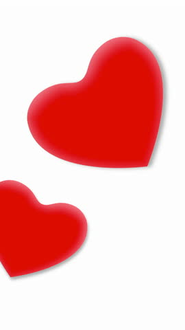 Glossy Red Hearts Drifting Across White Canvas, Playful D Style, Soft Shadows And Shine, Upbeat Loop For Romantic Promotion Or Social Clip