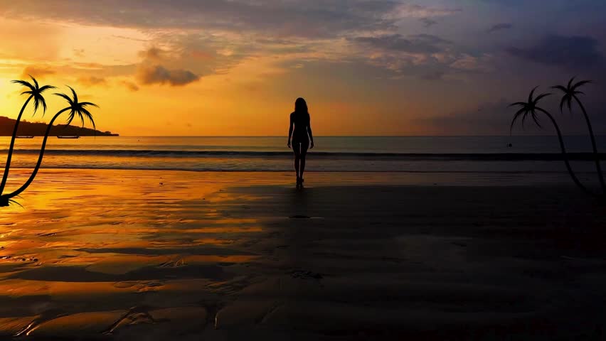 Simple and modern orange and white beach sunset nature video with elegant quotes, capturing today’s calm ocean view and warm sunset vibes.