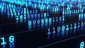 Close up binary code in a row, data processing, bit and byte, big data, datacenter, encryption. Computer, software, network server, data, blockchain, technology, machine learning, deep learning. 3D animation - Powered by Shutterstock - Get 15% off with code: PIKWIZARD15