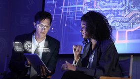 Ai using. Business team discussing and use technology artificial intelligence with digital Ai assistant. Futuristic innovation AI technology collaborate idea for future. Business Tech Startup meeting - Powered by Shutterstock - Get 15% off with code: PIKWIZARD15