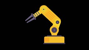 Robot arm industry dynamic moving, robot industrial production include alpha channel with a seamless loop animation, footage Machine Learning motion graphic, use for asset motion graphic designer - Powered by Shutterstock - Get 15% off with code: PIKWIZARD15