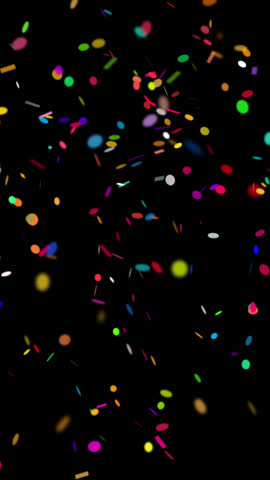 Confetti particles. Perfect for Reels, Stories, and all social media platforms. Vertical video overlay with transparent alpha channel ProRes 4444.