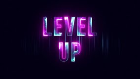 Level Up Text Animation Purple and Cyan Neon Glow for Gaming and Social Media 4K - Powered by Shutterstock - Get 15% off with code: PIKWIZARD15