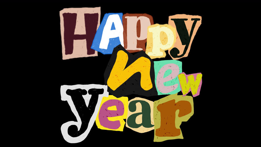 Animated Happy New Year Ransom Note Text | Creative Magazine Cutout Motion Graphic