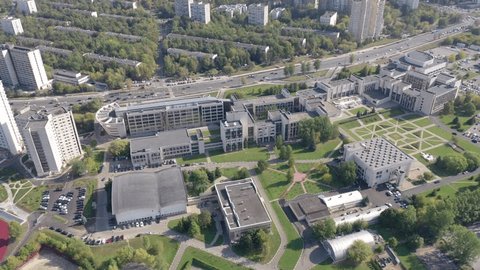 Elevated Drone Overview Campus Complex