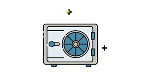 Animated safe box icon illustrating financial security, data protection, and asset safety concepts. Perfect for banking apps, fintech platforms, insurance services, cybersecurity content, and digital security visuals. The smooth animation style works well for mobile applications, websites, landing pages, explainer videos, presentations, and user interfaces. Delivered in high quality 4k resolution with alpha channel transparency, allowing seamless overlay on any background. Suitable for modern UI UX motion design and financial technology projects. - Powered by Shutterstock - Get 15% off with code: PIKWIZARD15