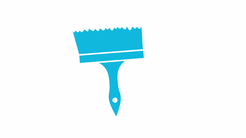Animated moving brush glyph color icon. Painting instrument animation. Home renovation, creativity instrument. Construction work. Solid element on white background. HD video with alpha channel