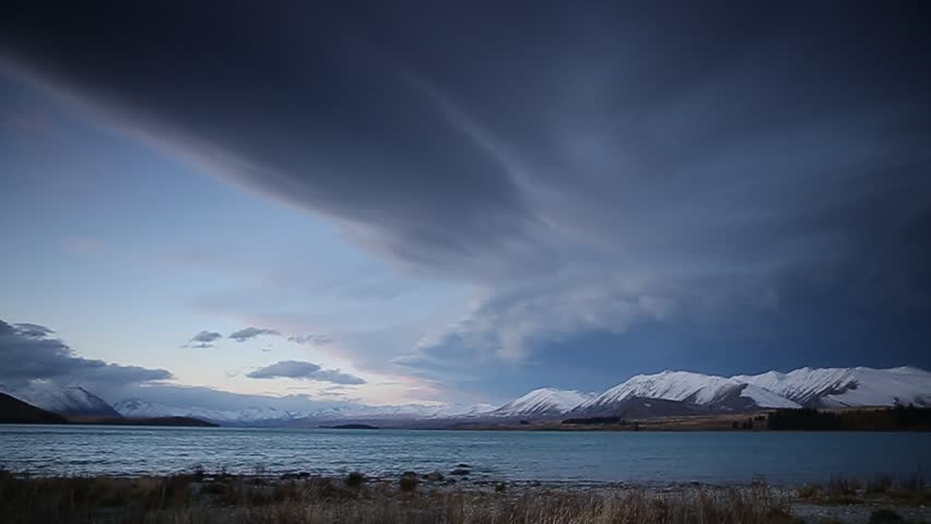 View of Lake Tekapo before sunset, New Zealand