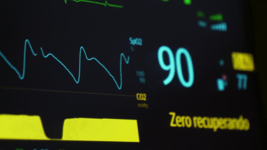 Anesthesia machine measuring oxygen saturation. Close up
