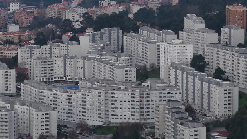 Densely populated urban area in Gaia city
