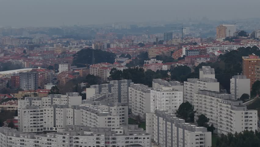Densely populated urban area near Porto city