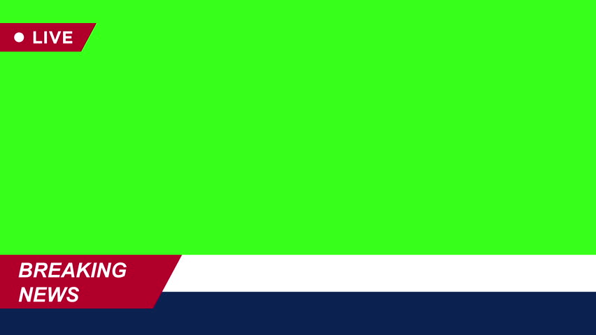  4K animated breaking news lower third with green screen background for chroma key use, ideal for broadcast overlays, live news, TV programs, and professional video editing.