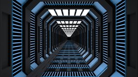 Sci-fi corridor hallway looping background featuring futuristic interior passage with glowing lights and depth perspective. Seamless loop motion design ideal for science fiction visuals, cinematic backgrounds, technology presentations, virtual environments, and futuristic motion graphics. - Powered by Shutterstock - Get 15% off with code: PIKWIZARD15