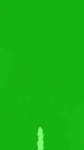 Vertical green screen footage of rising smoke plumes