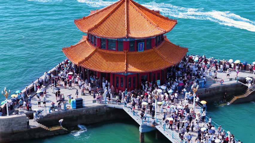 Aerial view of Xiaoyushan Park in Qingdao, China