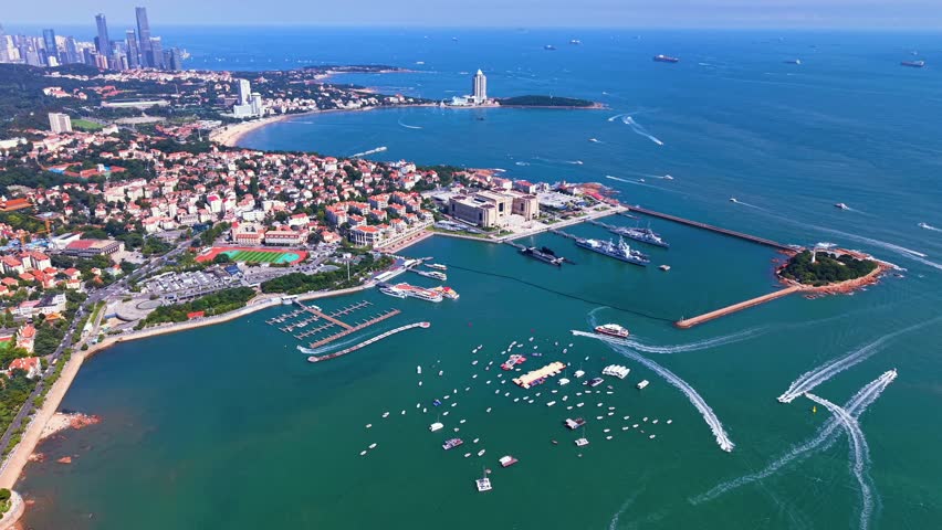 Aerial view of Xiaoyushan Park in Qingdao, China
