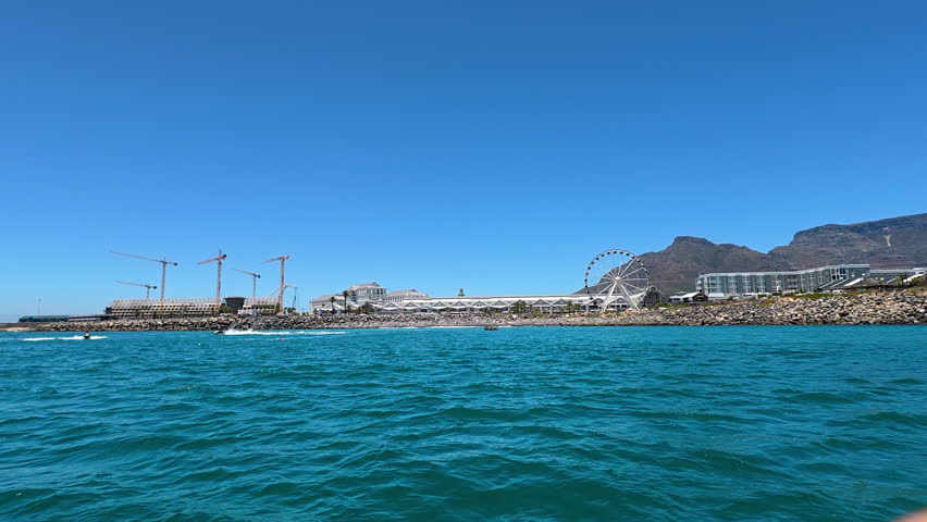 A view from the water of the V and A Waterfront in Cape Town, South Africa.