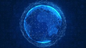 A glowing blue digital Earth with interconnected lines and nodes, symbolizing global data networks and worldwide connectivity - Powered by Shutterstock - Get 15% off with code: PIKWIZARD15