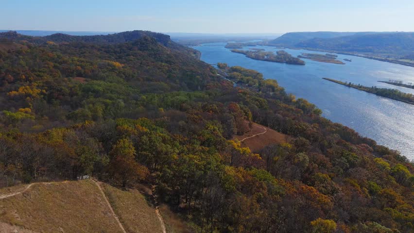 Bluffs and forest at Perrot State park during Autumn in the drift less area