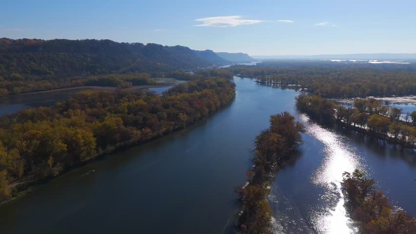 Driftless Area wetlands surround a quiet forested island.
