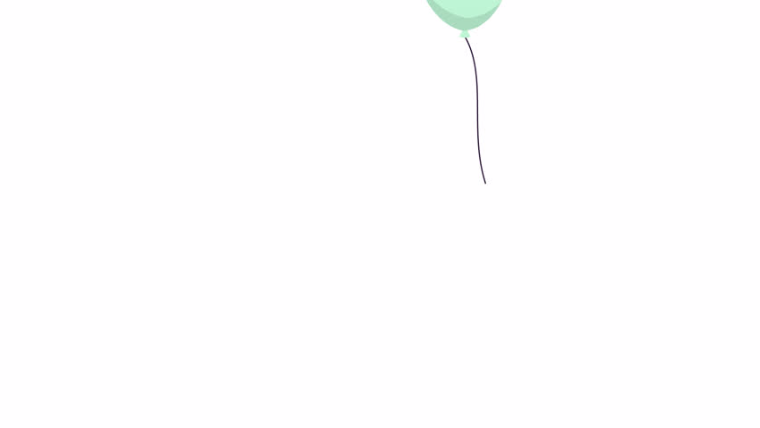 Two floating balloons, red and mint. Balloon background animation, alpha channel. Cartoon