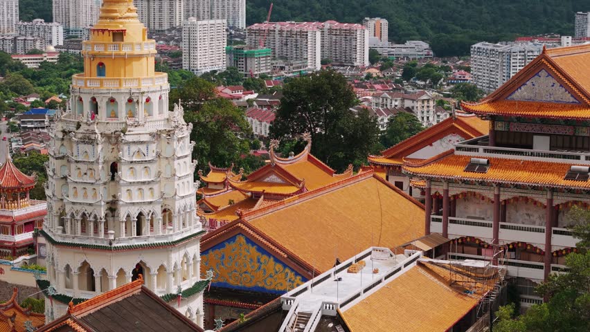 Architectural details of kek lok si temple, the largest buddhist temple in malaysia, located in air itam, penang