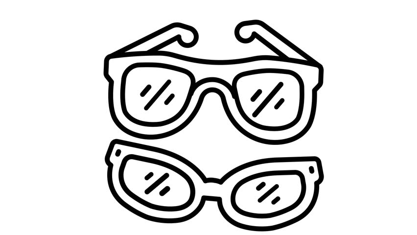 Summer line sunglasses icon green screen background looping animation video. Motion graphic.