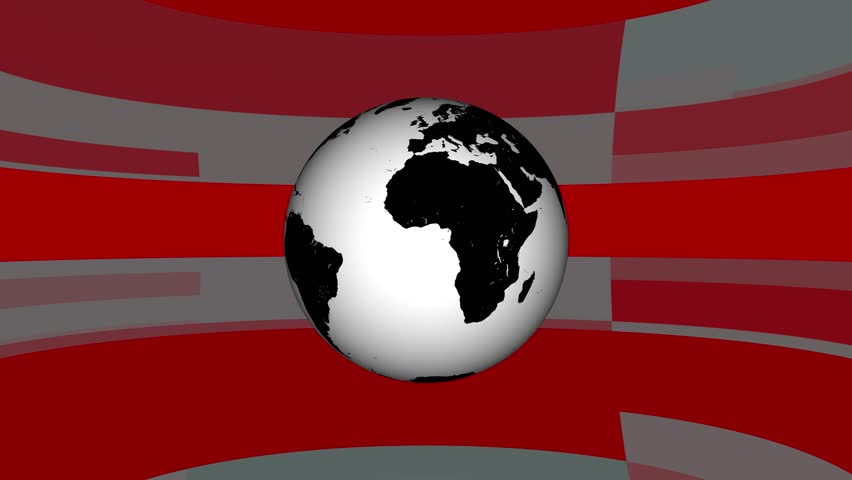 Definition rotating globe with dynamic abstract red and gray wave background modern global connectivity and international business concept seamless loop