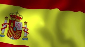 Spain Flag - looping, waving, LOOP, Beautiful finish looping flag animation of Espagnia. Fully digital rendering using the official flag design in waving, full frame composition. Loops at 15 seconds. - Powered by Shutterstock - Get 15% off with code: PIKWIZARD15