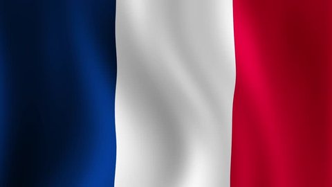 France Flag - looping, waving, A beautiful finish looping flag animation of France. Fully digital rendering using the official flag design, full frame composition. Loop at 15 seconds.