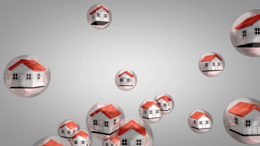 Housing value bubble concept animation. With alpha matte.