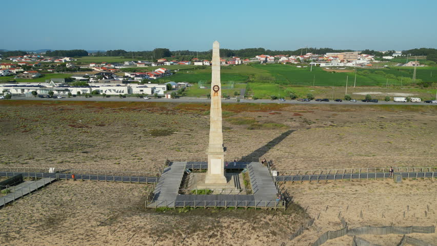 Obelisk commemorating the landing of liberal troops at Praia da Memoria in Matosinhos, Portugal