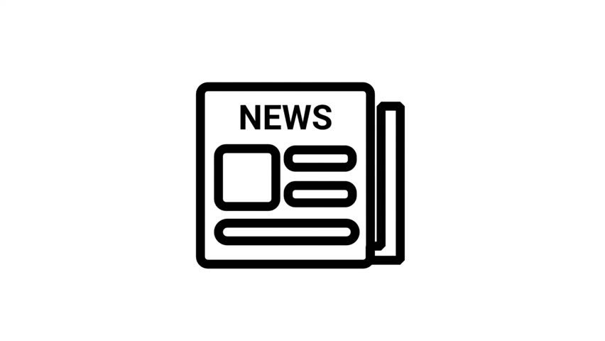 Animated newspaper icon representing journalism, mass media, and daily news updates. Clean design for digital publishing and information broadcasting applications.