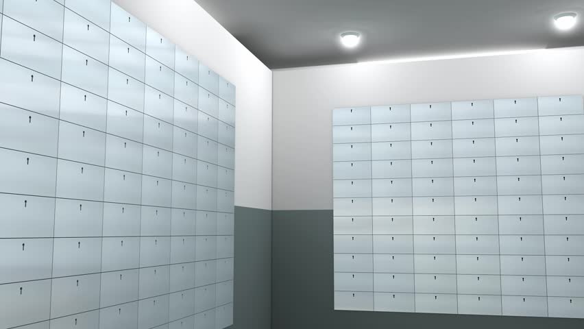 Artist rendering bank safe deposit box.