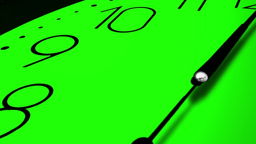 3D Clock Ticking Fast Time GREEN AND BLUE KEY CHROME, Camera closeup movement