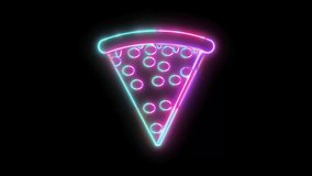 Neon Glow Pizza Slice Animation on Black Background, Colorful Futuristic Fast Food Icon with Luminous Light Trails, Italian Street Food Illustration, Vibrant Neon Line Art Design - Powered by Shutterstock - Get 15% off with code: PIKWIZARD15