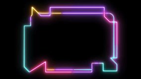 Sci Fi Neon Glow Frame Animation on Black Background, Futuristic HUD Border with Multicolor Light Trails, Cyberpunk Digital Interface Panel, Abstract Neon Outline Design - Powered by Shutterstock - Get 15% off with code: PIKWIZARD15