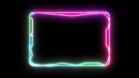 Sci Fi Neon Glow Frame Animation on Black Background, Futuristic HUD Border with Colorful Light Trails, Digital Interface Panel, Abstract Cyberpunk Neon Outline Design - Powered by Shutterstock - Get 15% off with code: PIKWIZARD15