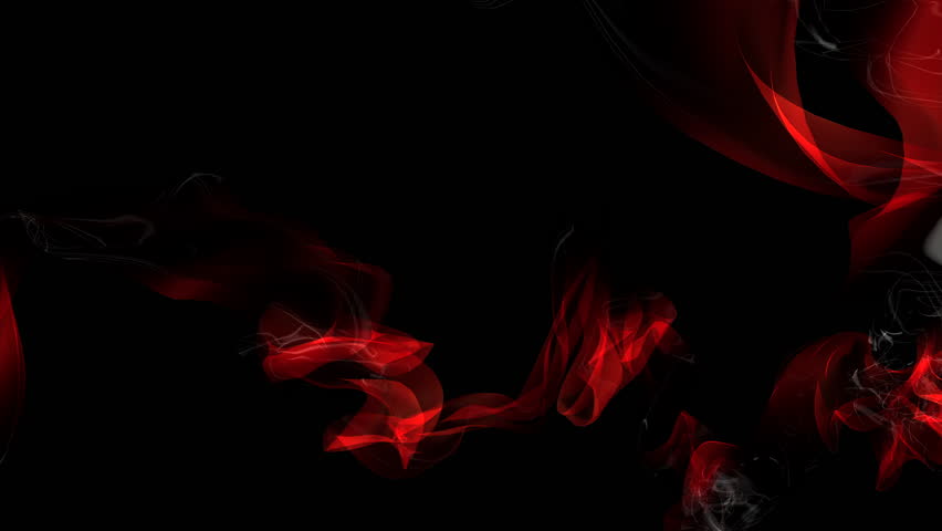 Stylised red flames wave and float on dark smoky space creating mysterious mood