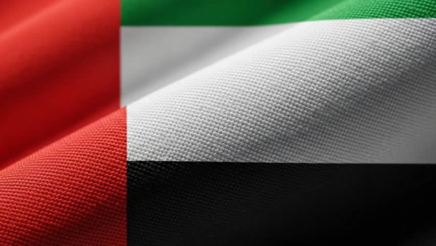 Realistic waving flag of United Arab Emirates animation on clean background. National flag motion footage symbolizing patriotism, sovereignty, and Middle Eastern identity.