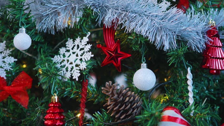Colorful Christmas Tree Ornaments Close Up