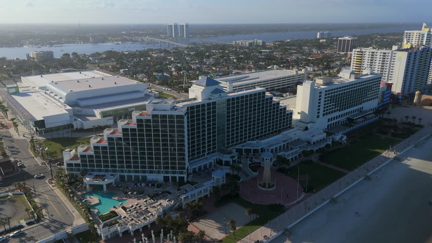 Aerial drone view of Daytona Beach Florida coastline