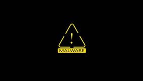 Glowing malware symbol with indicating virus infection alert sign cyber security threat icon exclamation representing. Symbolizing malicious software, hacking risk, digital danger concept background - Powered by Shutterstock - Get 15% off with code: PIKWIZARD15