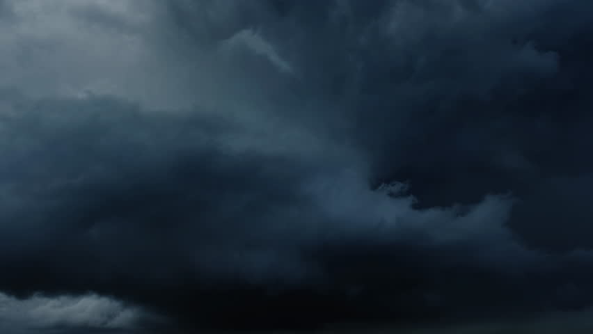 Lot of lightning during a thunderstorm. Storm clouds are moving fast on the viewer, timelapse 4k