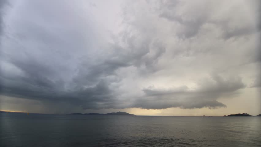 storm clouds over the sea. Turgutreis, Bodrum, Turkey.
