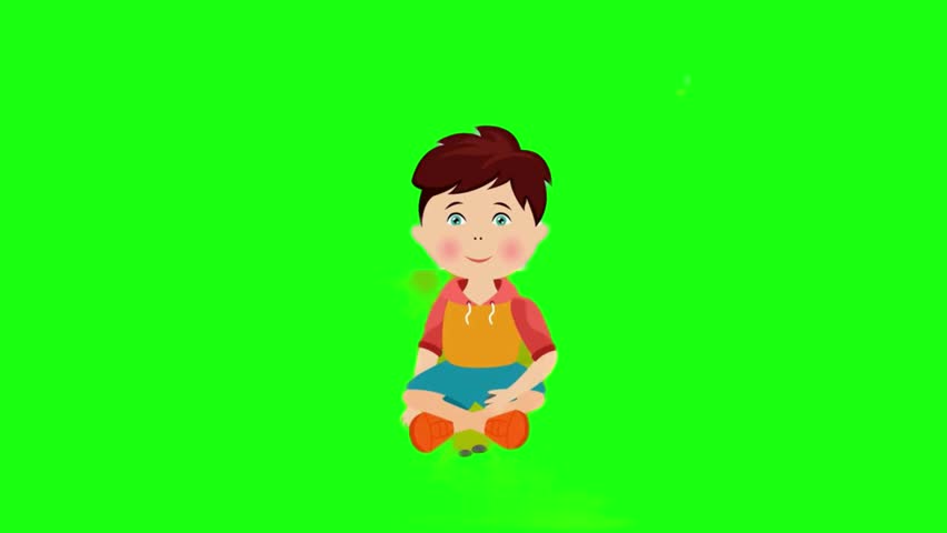 Cute cartoon boy character standing and smiling, isolated on green screen background. Ideal for children’s content, educational videos, storytelling, kids animations, mobile apps, explainer videos, and creative motion graphics. Perfect for chroma key editing, preschool learning projects, and fun visual designs.