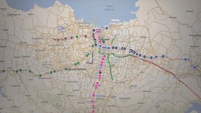 A digital map of Jakarta, Indonesia, displays intricate transportation routes and real-time traffic data. Various colored lines and animated dots indicate dynamic movement across the urban landscape, including surrounding areas like Tangerang and Depok. - Powered by Shutterstock - Get 15% off with code: PIKWIZARD15