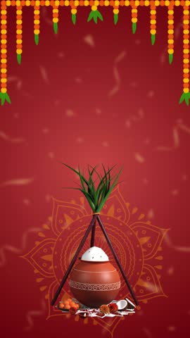 Happy Pongal Red and Yellow Pongal Greeting Video