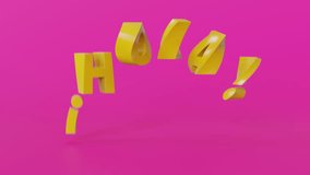 Animated Spanish “¡Hola!” greeting text made of glossy 3D letters. Friendly hello typography animation for intros, social media, presentations, advertising, and motion graphics projects.  Includes several color versions and a separate mask. - Powered by Shutterstock - Get 15% off with code: PIKWIZARD15