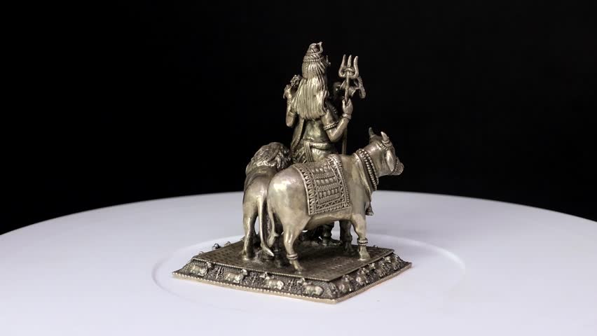 Silver Idol of Ardhanarishvara | Half Shiva Half Parvati Hindu Deity Sculpture, Sacred Symbol of Divine Balance, Unity of Masculine and Feminine Energy, Spiritual Indian Religious Art